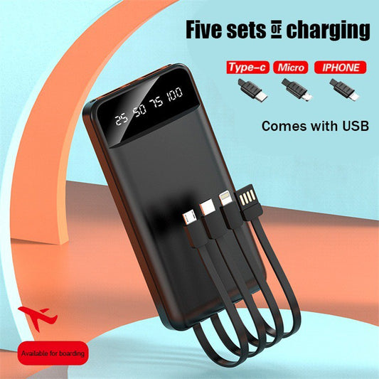 80000Mah Portable Power Bank Power Bank - with 4 Built-In Cables Power Bank