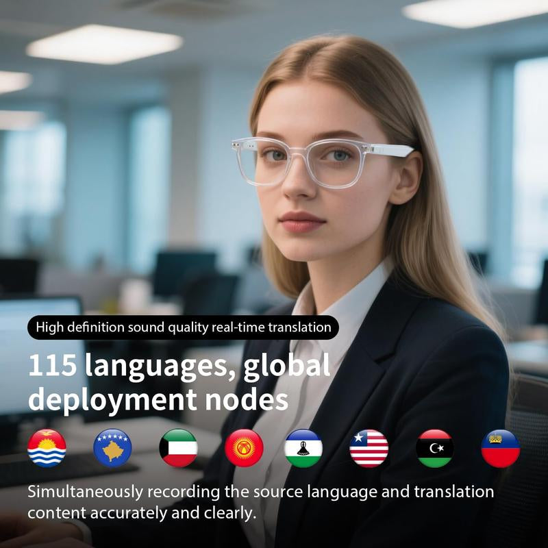 VUB AI Translation Smart Glasses with Bluetooth Auto-Tinting Polarized Lenses Built-In Speakers Mic Blue Light Blocking Wearable Wireless 160 Languages Real-Time AI Translation